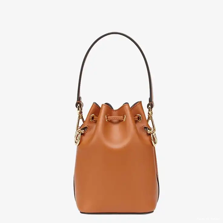 Affordable HOT Brown Tresor Bucket Fendi In ROMA Calf Leather Mini Mon Logo Bag 0705